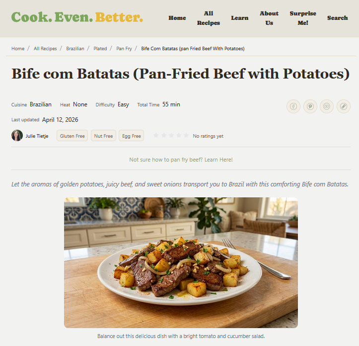 Clean recipe card layout — minimal, readable, no clutter